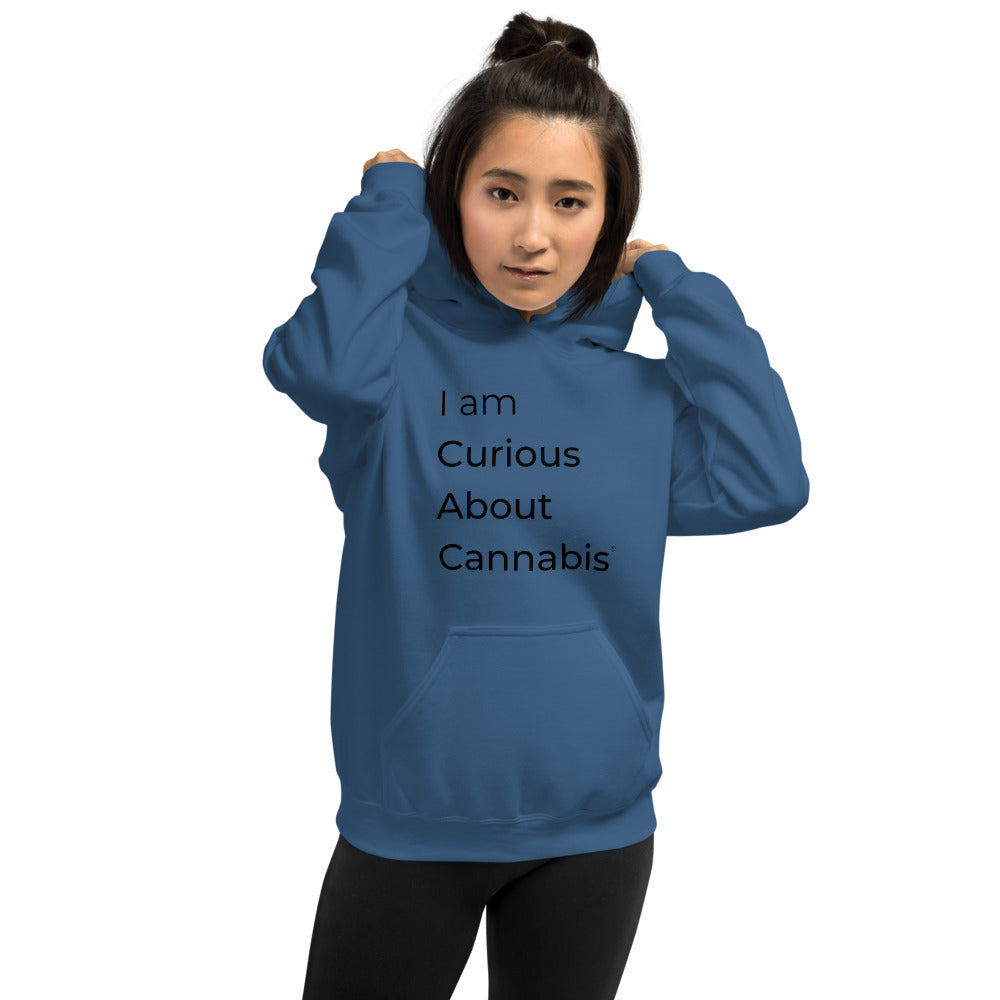 I am Curious About Cannabis Hoodie (Black Text)